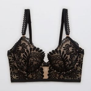 Aerie Black Lace Push Up Bra